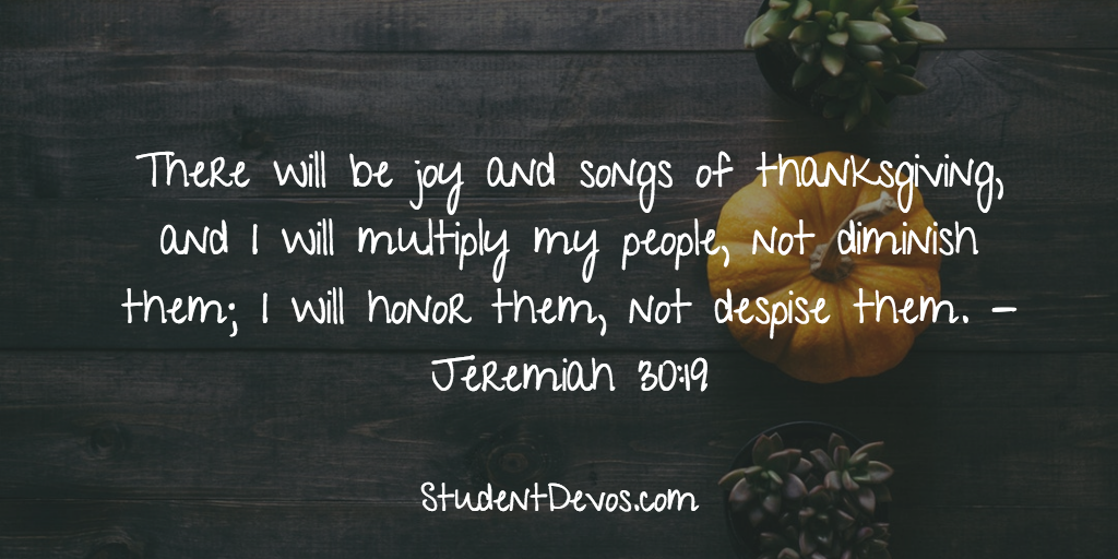 Daily Bible Verse and Devotion – Jeremiah 30:19